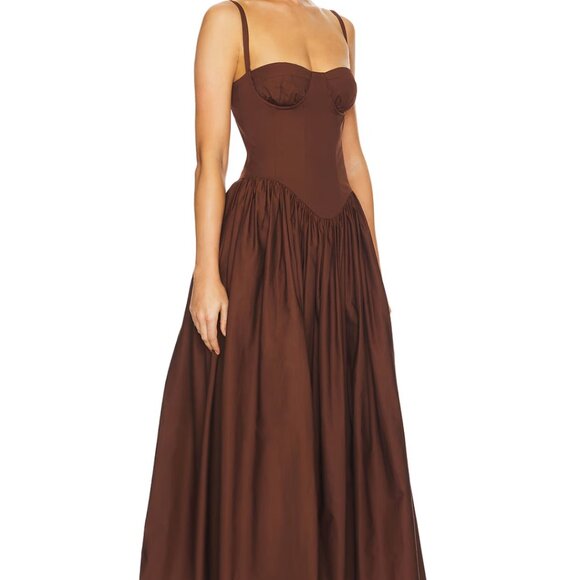 Revolve x Tularosa Emma Midi Dress - Chocolate Brown - Picture 2 of 3